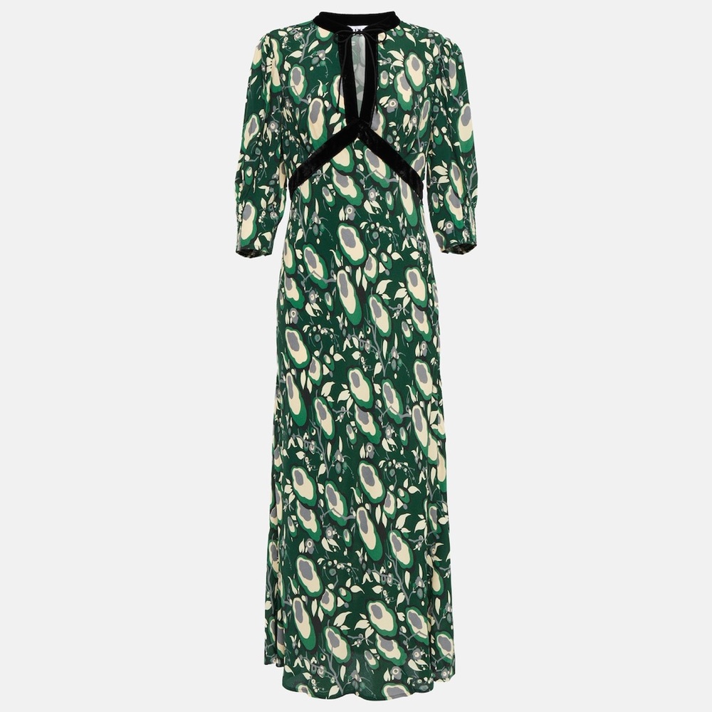 NWT RIXO Women's Petra Floral-print Crepe De Chine Midi Dress